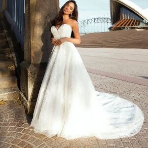 ⚡️MIA SOLANO Penn Strapless Wedding Dress Ball Gown with Matching Veil, Belt
